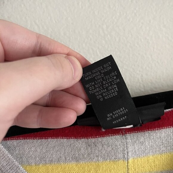 Lane Bryant Women Plus SZ 22/24 Light Gray/Pink/Yellow Striped V-Neck Sweater - Picture 7 of 8